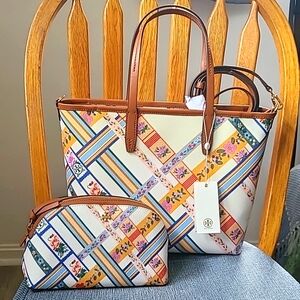 BNWT Tory Burch Women's Tote Bag & Cosmetic Case Set